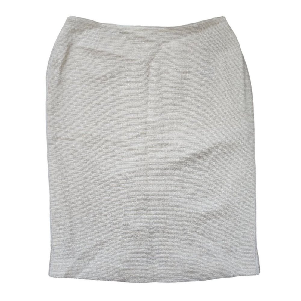 Lafayette 148 New York NWT Ivory Skirt Pencil Metallic Textured Solid 8